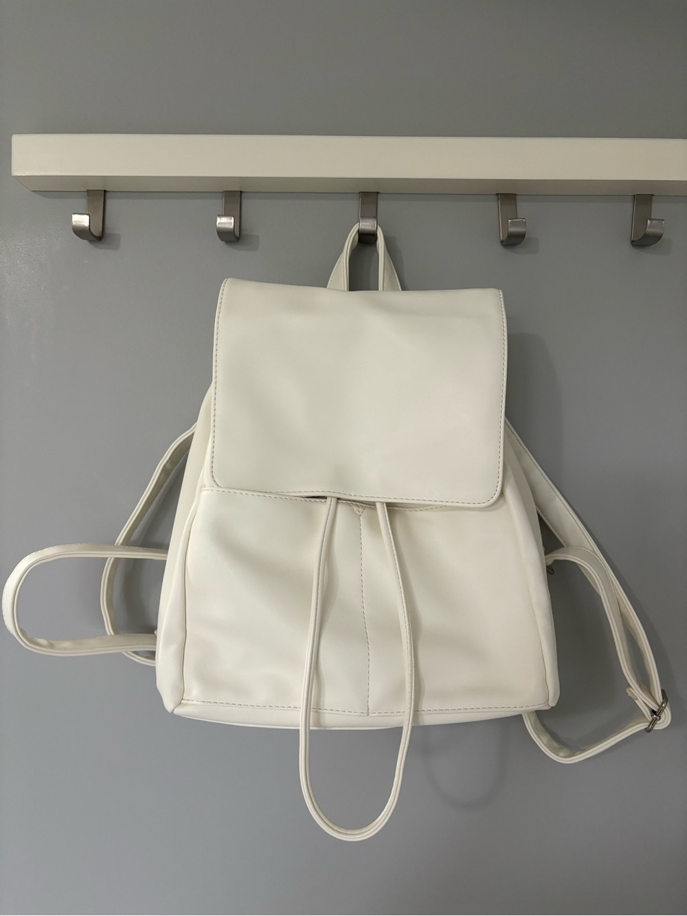 Only Cream Faux Leather Drawstring Backpack - Women Bags